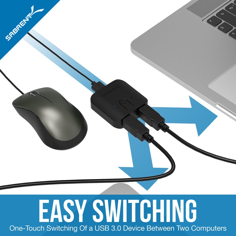 SABRENT USB 3.0 Sharing Switch for Multiple Computers and Peripherals LED Device Indicators (USB-SW30) Black - Image 4