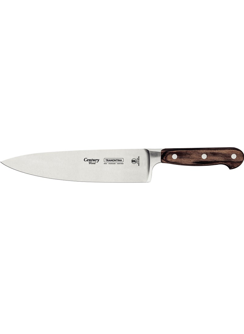TRAMONTINA - Since 1911, Made In Brazil - Century Wood Chef's Knife with Stainless-Steel Blade and Brown Treated-Wood Handle 8" - Image 1