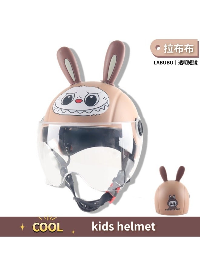 Cute Bear Children's Riding Helmet with Transparent Short Brim Sunshade