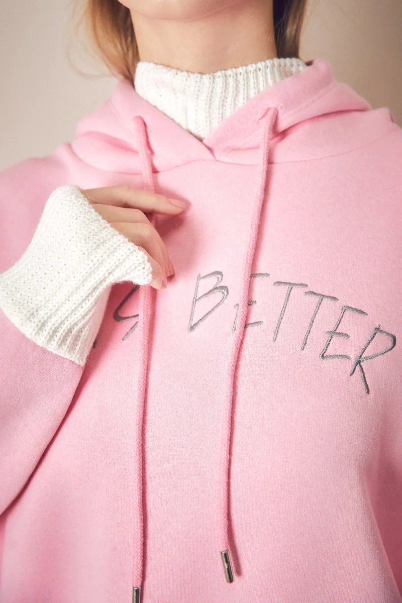 FullaModa Text Embroidered Knitwear Detailed Waist Stopper Sweatshirt