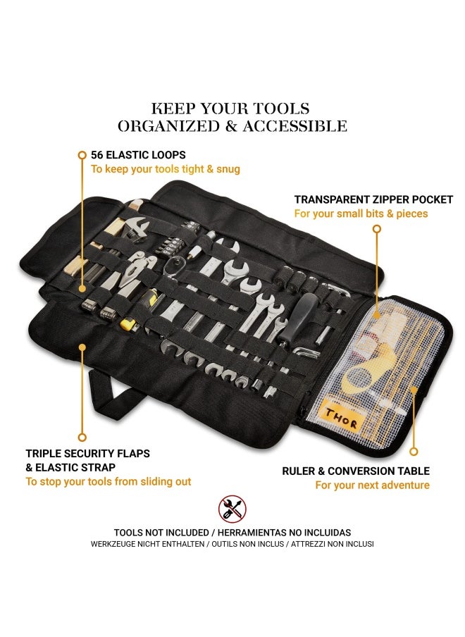 Generic Odinsberg Heavy duty motorcycle tool roll bag - Tools NOT included - Empty tool bag and roll up wrench organizer tool pouch with elastic loops pocket MOLLE webbing to wrap tool kit for MC bike ATV UTV  - Image 2
