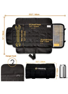 Generic Odinsberg Heavy duty motorcycle tool roll bag - Tools NOT included - Empty tool bag and roll up wrench organizer tool pouch with elastic loops pocket MOLLE webbing to wrap tool kit for MC bike ATV UTV  - Image 5