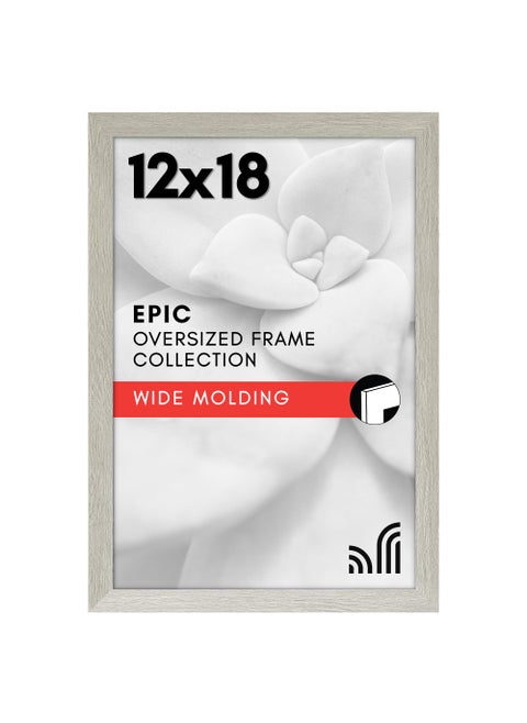 Americanflat 12x18 Poster Frame with Polished Plexiglass  White Picture Frame  Wide Photo Frames Made of Engineered Wood for Vertical or Horizontal Wall Display  Epic Collection  White