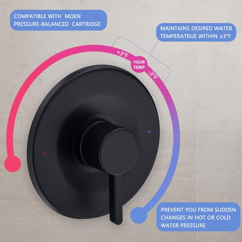 Tearel Shower and Tub Trim Kit, Compatible with Moen Posi-Temp Valve, Matte Black - Image 4