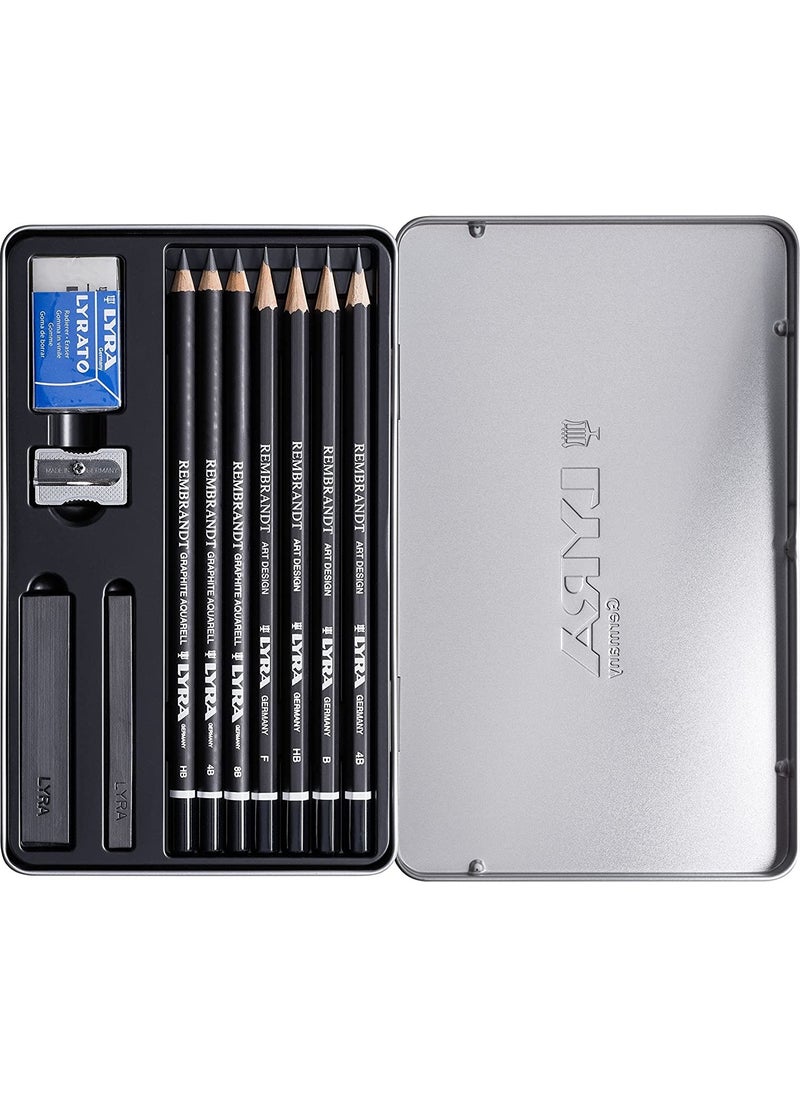 Lyra Rembrandt Pencil Drawing Sketch Set of 11 Metal Box 