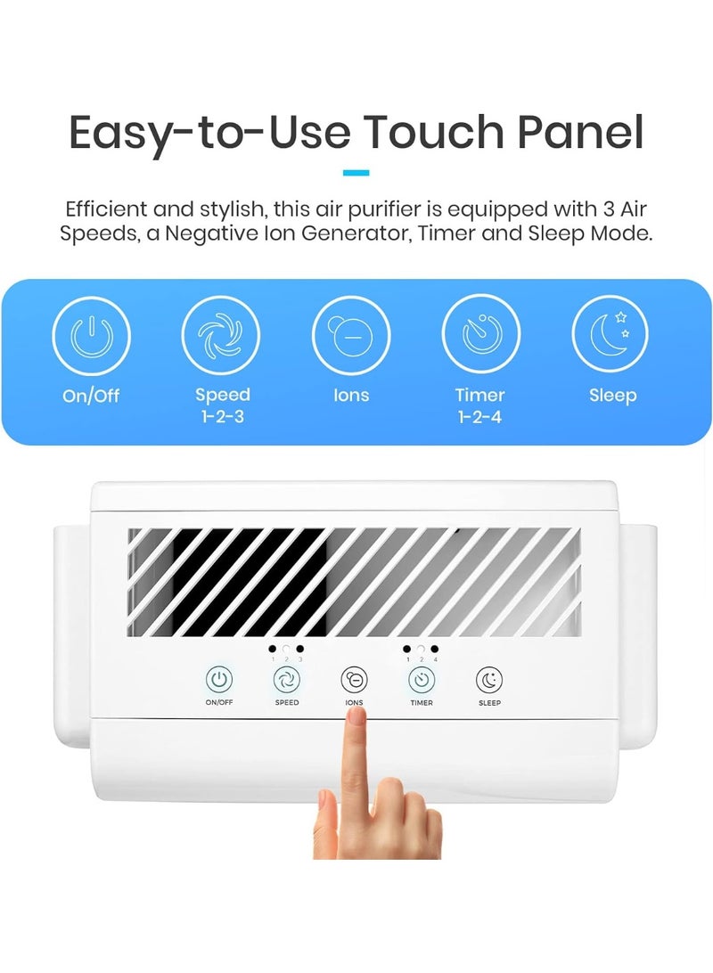 Pro Breeze منقي الهواء للمنزل 5 في 1 مع فلتر HEPA الحقيقي، كربون نشط، مولد أيونات سلبية - الغبار، المدخنين، حبوب اللقاح، شعر الحيوانات الأليفة، حمى القش، الطهي (أبيض) - Image 3