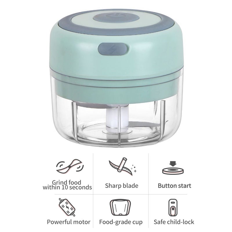 Mini Garlic Grinder Electric Garlic Chopper Cordless Food Fruit Vegetable Blender Kitchen Gadgets 100ML USB Rechargeable - Image 5