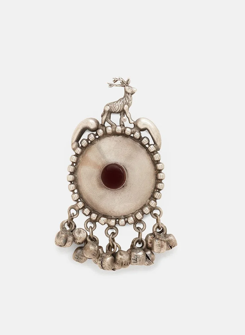Priyaasi Plated Artificial Stones Studded Oxidised Contemporary Kemp Drop Earrings