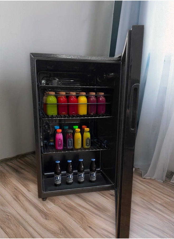 Arrow - 132L Display Door Cooling Refrigerator with Full Glass Black Panel, Recessed Handle, 3 Wire Shelves, Interior Light, Mechanical Temperature Control, Fan Cooling, and Inside Condenser | Model No: RO-140SCH - Image 1