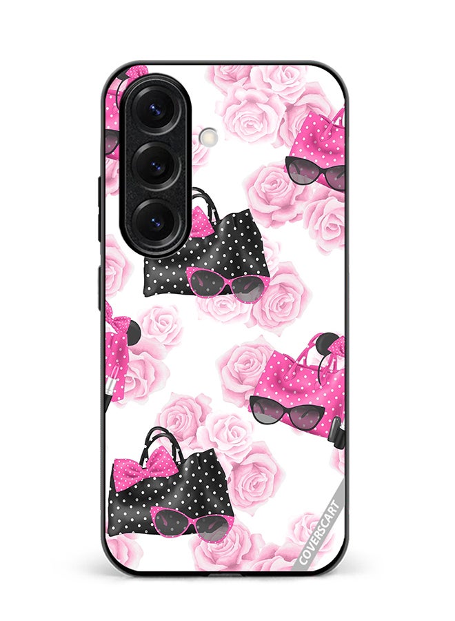 COVERSCART Protective Case Cover For Samsung Galaxy S24 Pink Glasses With Bags Design Multicolour