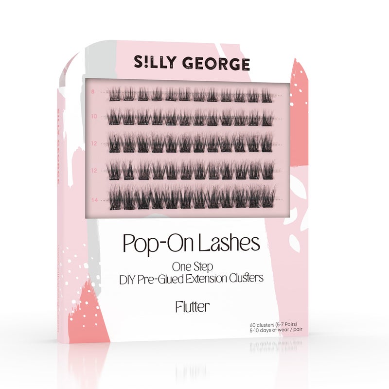 Silly George PopOn Lashes  DIY 1Step PreGlued Faux Eyelash Clusters Natural Look Extensions Black  Flutter 57 Pair Set Pack of 60 Clusters
