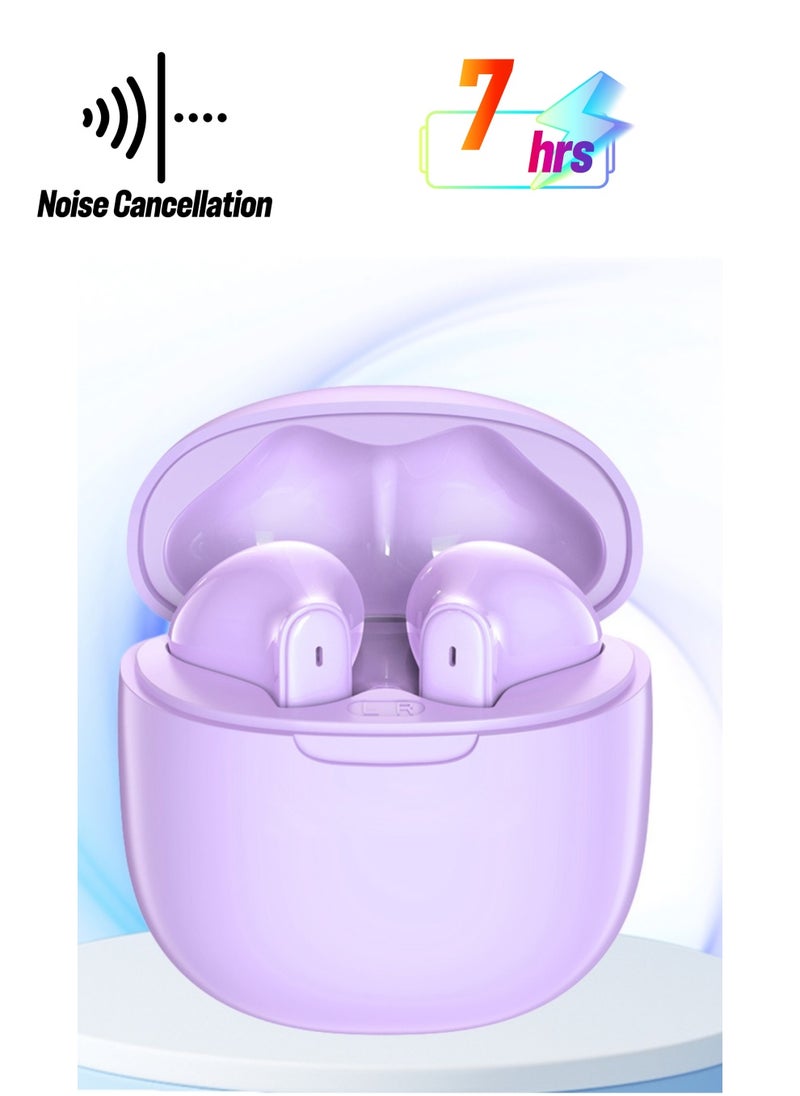 Awei - T68 ENC Bluetooth earbuds, noise cancellation, wireless earbuds, waterproof, call-friendly earbuds. Purple - Image 1