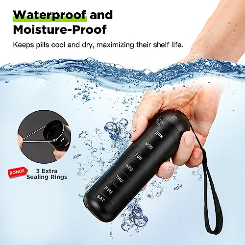 Zannaki XL Metal Travel Pill Organizer, Extra Large Waterproof Weekly Pill Box, Aluminum Alloy Pill Case Container, BPA Free 7 Day Daily Medicine Organizer Holder for Vitamin, Fish Oil, Supplement - Image 4