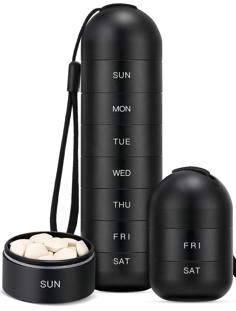 Zannaki XL Metal Travel Pill Organizer, Extra Large Waterproof Weekly Pill Box, Aluminum Alloy Pill Case Container, BPA Free 7 Day Daily Medicine Organizer Holder for Vitamin, Fish Oil, Supplement - Image 1