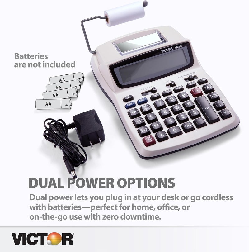 Victor 1208-2 2-Color Printing Calculator with Compact Design - Image 3