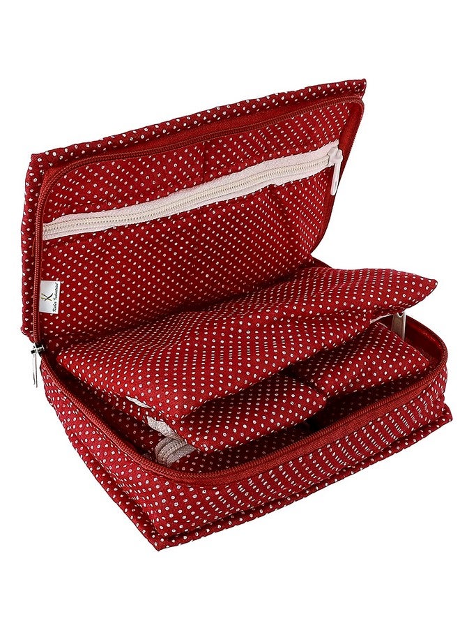 Kuber Industries Dot Printed Portable Jewellery Organizer With 6 Pockets (Maroon)-HS_38_KUBMART21230, Cotton - Image 1