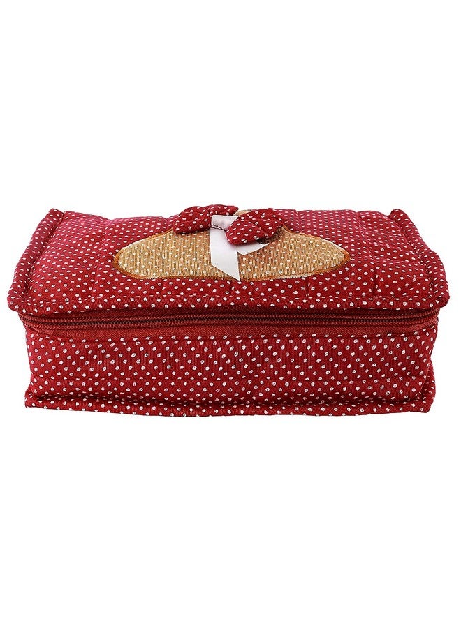 Kuber Industries Dot Printed Portable Jewellery Organizer With 6 Pockets (Maroon)-HS_38_KUBMART21230, Cotton - Image 2