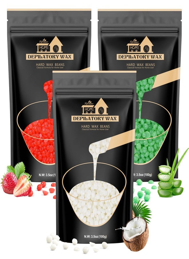 Lifestance Wax Beads, 3 Packs Waxing Beads, Hard Wax Beads with Aloe & Pearl-White & Strawberry, Perfect for Any Waxing Warmers, Waxing Beads Hair Removal for Brazilian Bikini, Armpit, Face, Eyebrow - Image 1
