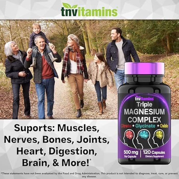 tnvitamins Triple Magnesium Complex Supplement 500mg: Magnesium Glycinate, Citrate, & Oxide - 120 Capsules (4 Month Supply!) | 1 Capsule Serving Provides 125% Daily Value | Non-GMO, Made in The USA! - Image 5