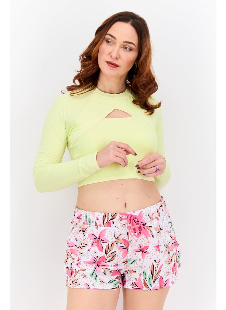 Hurley Women Long Sleeves Rash Guard Swimwear, Lime  - Image 1