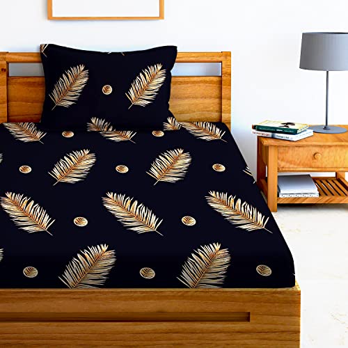 AEROHAVEN 180TC Glace Cotton Abstract Flat Single Bedsheet with 1 Pillow Cover - GCB15 - Navy Blue - Image 2