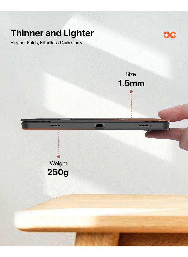 INFINYTY Galaxy Tab S10FE Clear Tempered Glass & Back Case Bundle- InfiDuo Black, 360° Protection, Auto/Sleep Wake, Stylus Holder, Lightweight, Magnetic Closure, Multi-Angle Viewing, Durable with 9H Hardness, Scratch-Resistant Tempered Glass with HD Clarity - Image 3