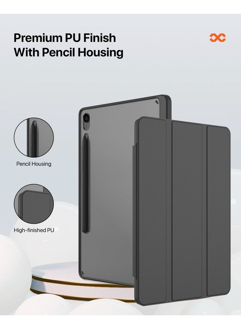 INFINYTY Galaxy Tab S10FE Clear Tempered Glass & Back Case Bundle- InfiDuo Black, 360° Protection, Auto/Sleep Wake, Stylus Holder, Lightweight, Magnetic Closure, Multi-Angle Viewing, Durable with 9H Hardness, Scratch-Resistant Tempered Glass with HD Clarity - Image 2