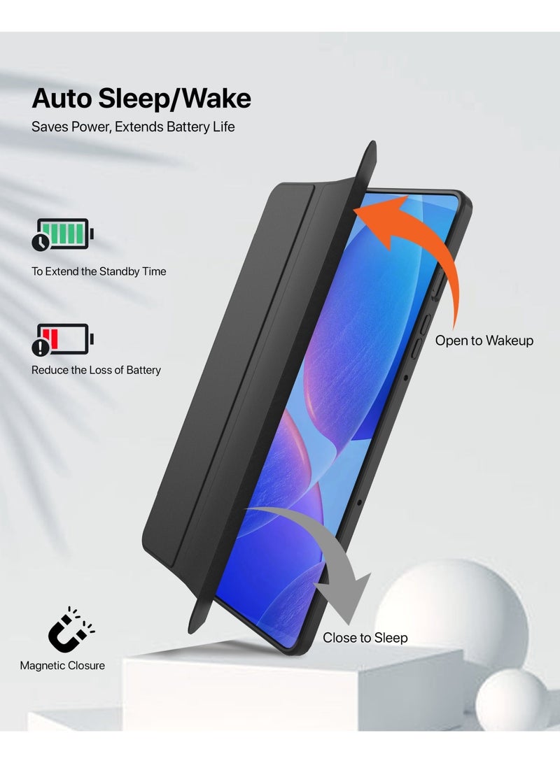 INFINYTY Galaxy Tab S10FE Clear Tempered Glass & Back Case Bundle- InfiDuo Black, 360° Protection, Auto/Sleep Wake, Stylus Holder, Lightweight, Magnetic Closure, Multi-Angle Viewing, Durable with 9H Hardness, Scratch-Resistant Tempered Glass with HD Clarity - Image 4