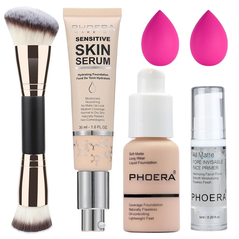 Hilareco PHOERA Foundation Full Coverageand 2024 New PHOERA Foundation Makeup for Mature Skin Wrinkles Matte Natural Finish for a Flawless Complexion with Medium Coverage 101N01 PorcelainPorcelain