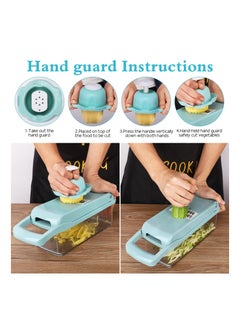 KASTWAVE 14 in 1 Vegetable Chopper, Multifunctional Mandoline Slicer Dicer Household Kitchen Manual Julienne Grater Cutter for Onion, Garlic, Carrot, Potato, Fruit, Salad Blue  - Image 5