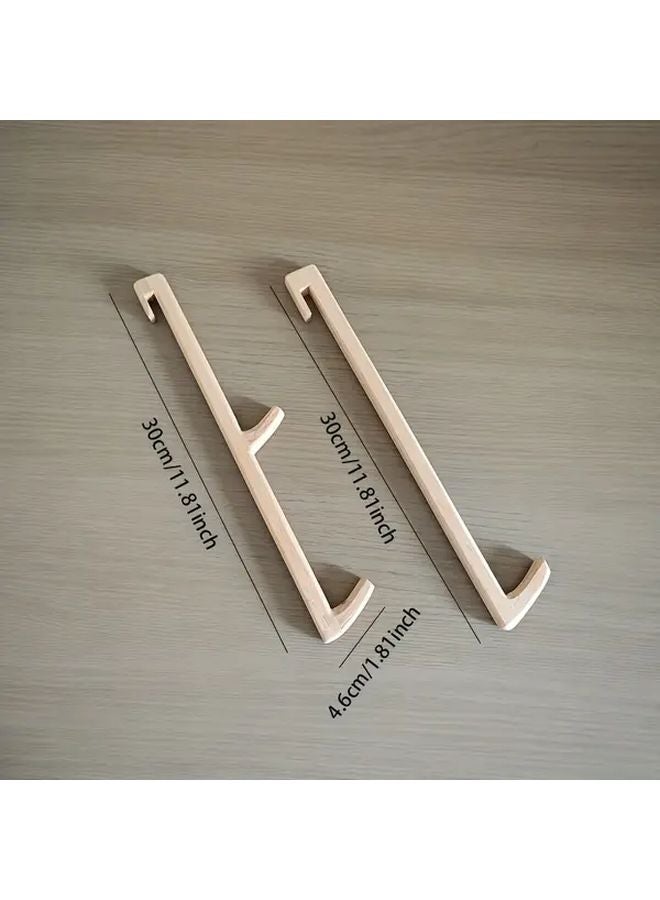 Double Hook Regenerated Wood Bohemian Wave Shower Towel Holder Rustic Brown - Image 3