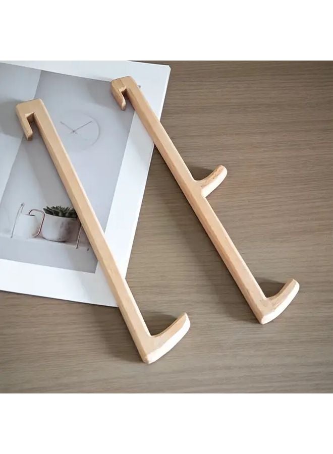 Double Hook Regenerated Wood Bohemian Wave Shower Towel Holder Rustic Brown - Image 4