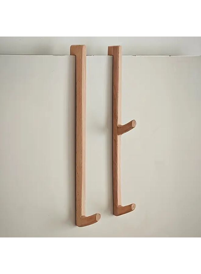 Double Hook Regenerated Wood Bohemian Wave Shower Towel Holder Rustic Brown - Image 5