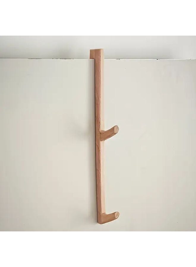 Double Hook Regenerated Wood Bohemian Wave Shower Towel Holder Rustic Brown - Image 1