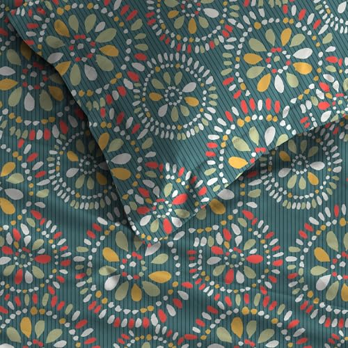 myTRIDENT Glaced Cotton Microfiber Bedsheet for Double Bed, Printed Queen Size Bedsheet Set with 2 Pillow Covers - Flower - Image 3