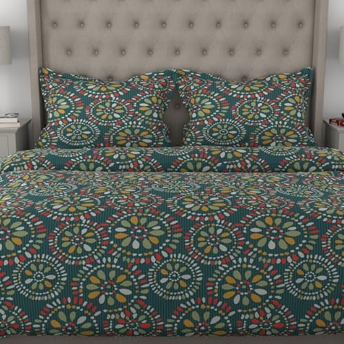myTRIDENT Glaced Cotton Microfiber Bedsheet for Double Bed, Printed Queen Size Bedsheet Set with 2 Pillow Covers - Flower - Image 2