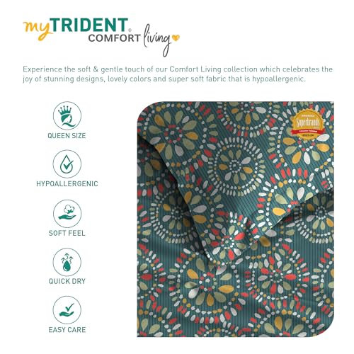 myTRIDENT Glaced Cotton Microfiber Bedsheet for Double Bed, Printed Queen Size Bedsheet Set with 2 Pillow Covers - Flower - Image 5