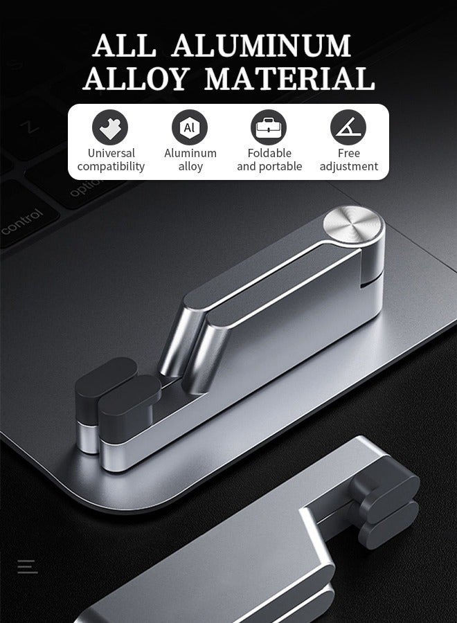 Lightweight V-Shaped Phone Holder with Multiple Height Adjustments, Foldable Phone Stand with Non-Slip Protective Silicone, Suitable for Watching Movies, Videos, Recordings and Other Scenes, Silver - Image 3