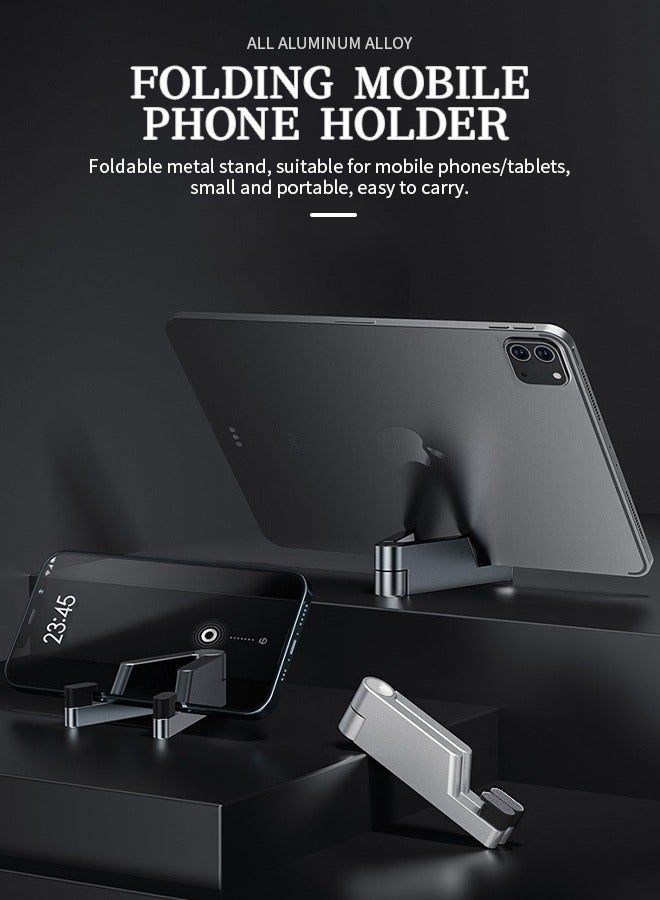 Lightweight V-Shaped Phone Holder with Multiple Height Adjustments, Foldable Phone Stand with Non-Slip Protective Silicone, Suitable for Watching Movies, Videos, Recordings and Other Scenes, Silver - Image 2