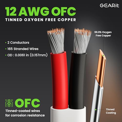 GEARit 12 Gauge Marine Wire, 12/2 AWG (20ft) Marine Grade Tinned Copper Oxygen Free, Duplex 2-Conductor Insulated Red & Black Electrical Cable for Boat, Automotive, RV, Camper, Trailer - Image 3
