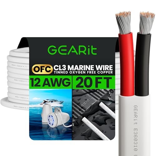 GEARit 12 Gauge Marine Wire, 12/2 AWG (20ft) Marine Grade Tinned Copper Oxygen Free, Duplex 2-Conductor Insulated Red & Black Electrical Cable for Boat, Automotive, RV, Camper, Trailer - Image 1