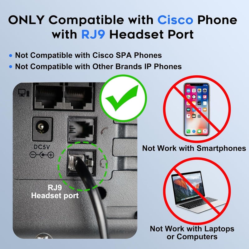 MKJ Noise Cancelling Cisco Headset with Microphone Dual Ear Wired Call Center Headphones for Office Phone Cisco CP-7821 7841 7861 8841 7942G 7931G 7940 7945G 7961 7962G 7965 7970G 7975G 8811 9951 - Image 2