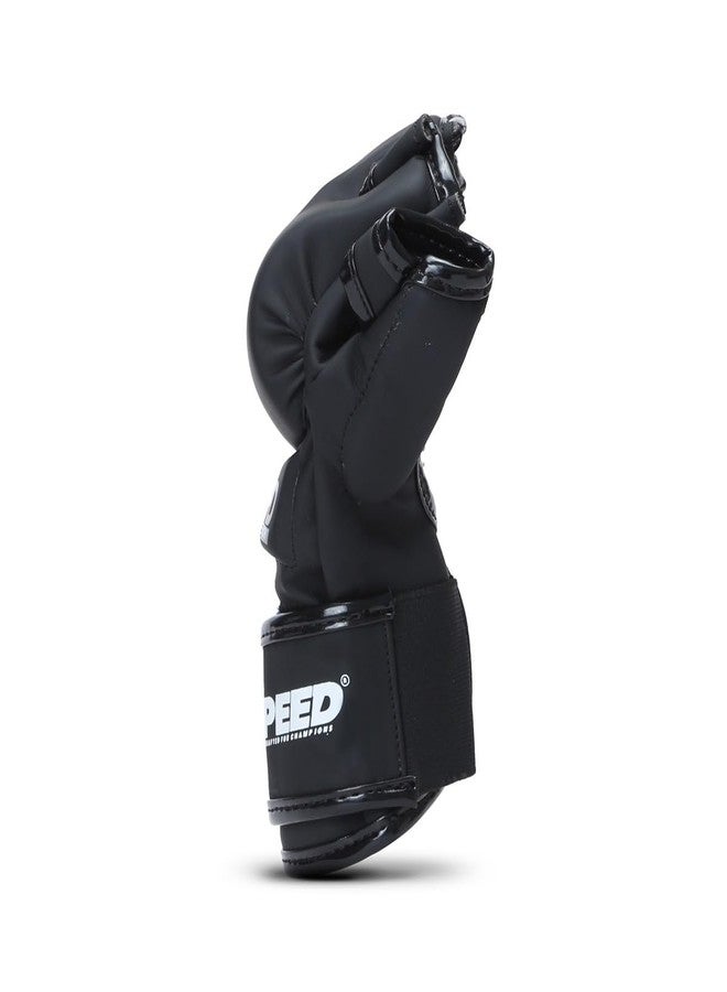 Massive Speed System XPEED Striking MMA Gloves | Matt PU Grappling Glove Cut Finger for Martail Arts | Combat Sports | MMA | Training Gloves | Versatile Sports Gloves | Wrap Around Hook & Loop Closure (Black) (S/M) - Image 4