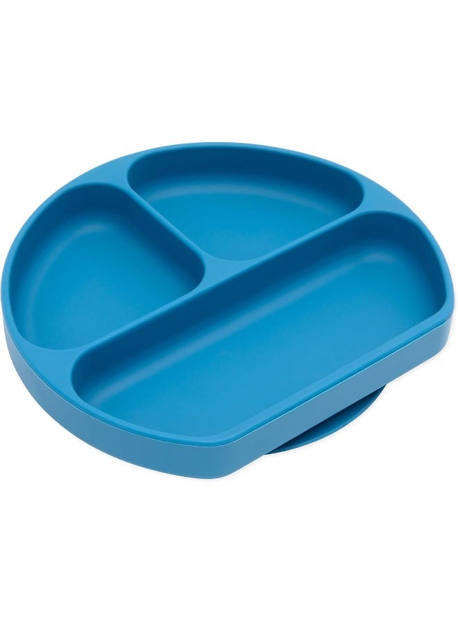 Bumkins Silicone Grip Dish, Suction Plate, Divided Plate, Baby Toddler Plate, BPA Free, Microwave Dishwasher Safe â€“ Dark Blue - Image 1