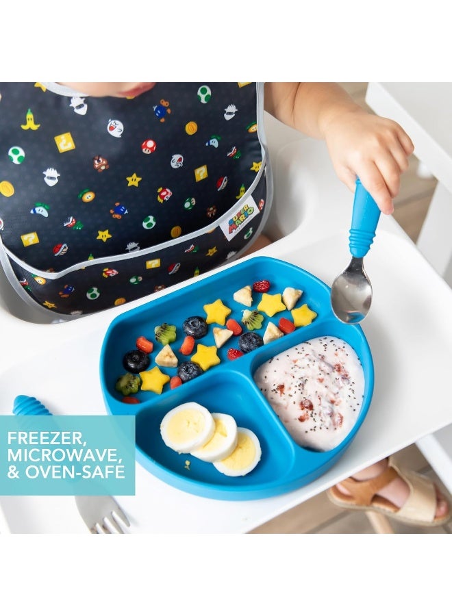 Bumkins Silicone Grip Dish, Suction Plate, Divided Plate, Baby Toddler Plate, BPA Free, Microwave Dishwasher Safe â€“ Dark Blue - Image 4