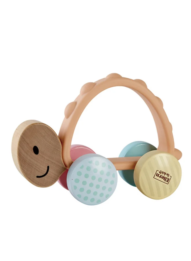 Hape Hape Turbo Turtle Teether & Push-Along Toy | Chew-Safe Silicone Handle & Colorful Patterned Wheels | Motor & Social Skill Development | For 10M+