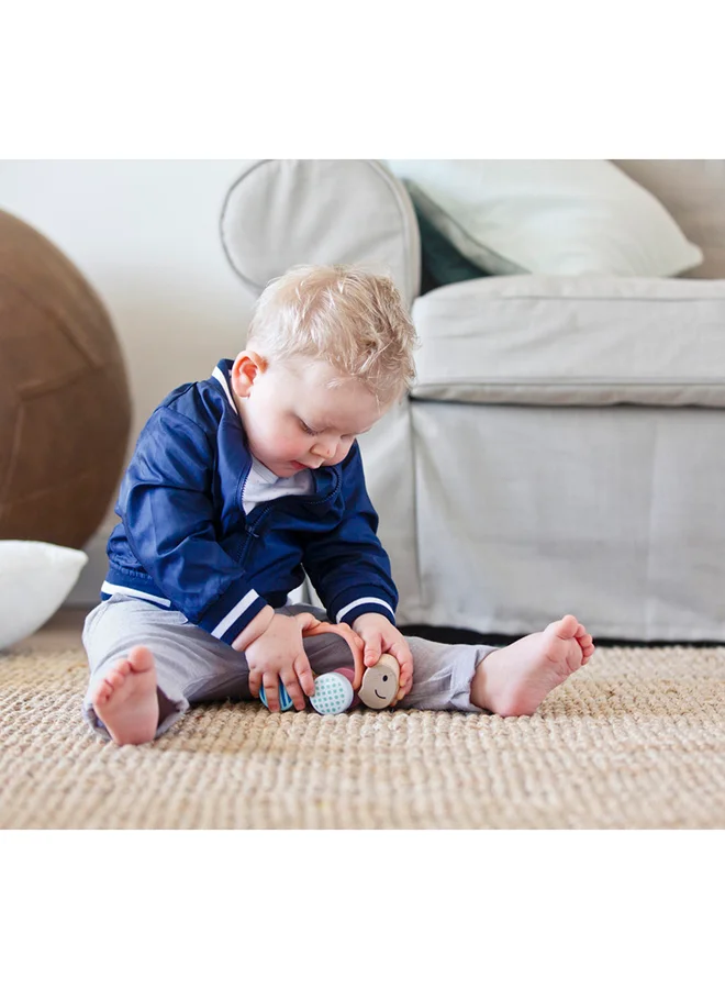 Hape Hape Turbo Turtle Teether & Push-Along Toy | Chew-Safe Silicone Handle & Colorful Patterned Wheels | Motor & Social Skill Development | For 10M+