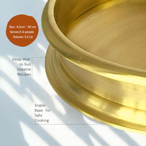 NUTRION Bronze Uruli for Cooking 12 Inch | Traditional Heavy Bronze Cookware | Durable Thick Walls for Even Heat | Stylish & Healthy Kitchen Essential - Image 3