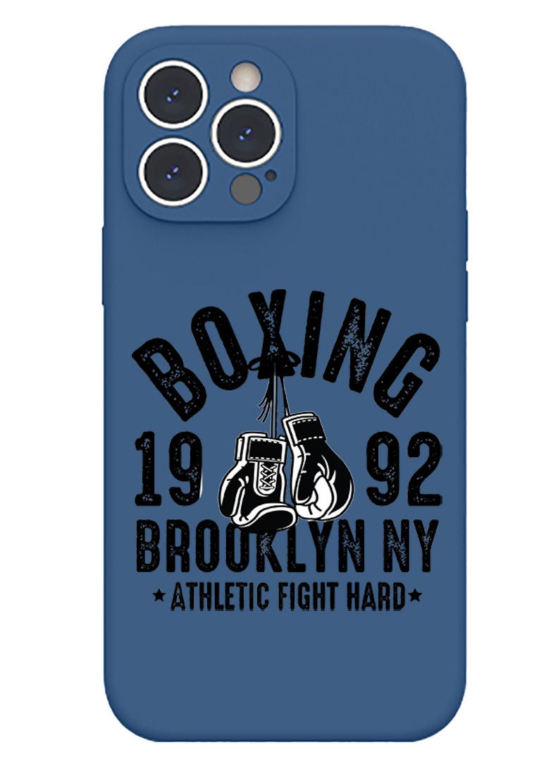 Protective Slim Fit Case Liquid Silicone Cover with Full Body Protection Anti-Scratch Shockproof Case For iPhone 12 Pro Max Blue  - Boxing Brooklyn black copy