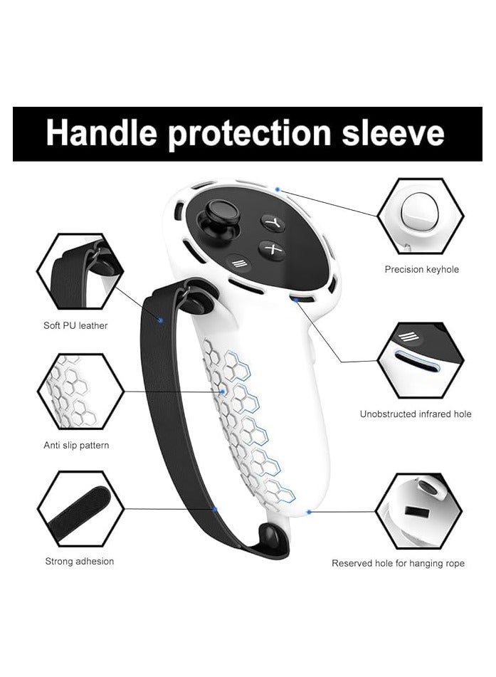 Raxoom Controller Grips for Oculus Quest 3 - Comfortable Silicone Cover with Controller Hand Straps, 2Pcs Rocker Cap and Joystick Protection, Reserve Precise Hole Positions (White) - Image 5